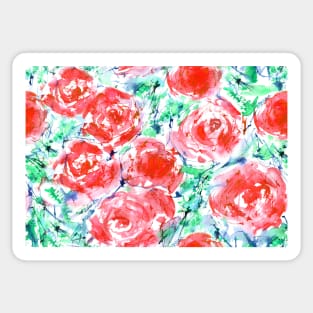 Red watercolor roses - florals Sticker